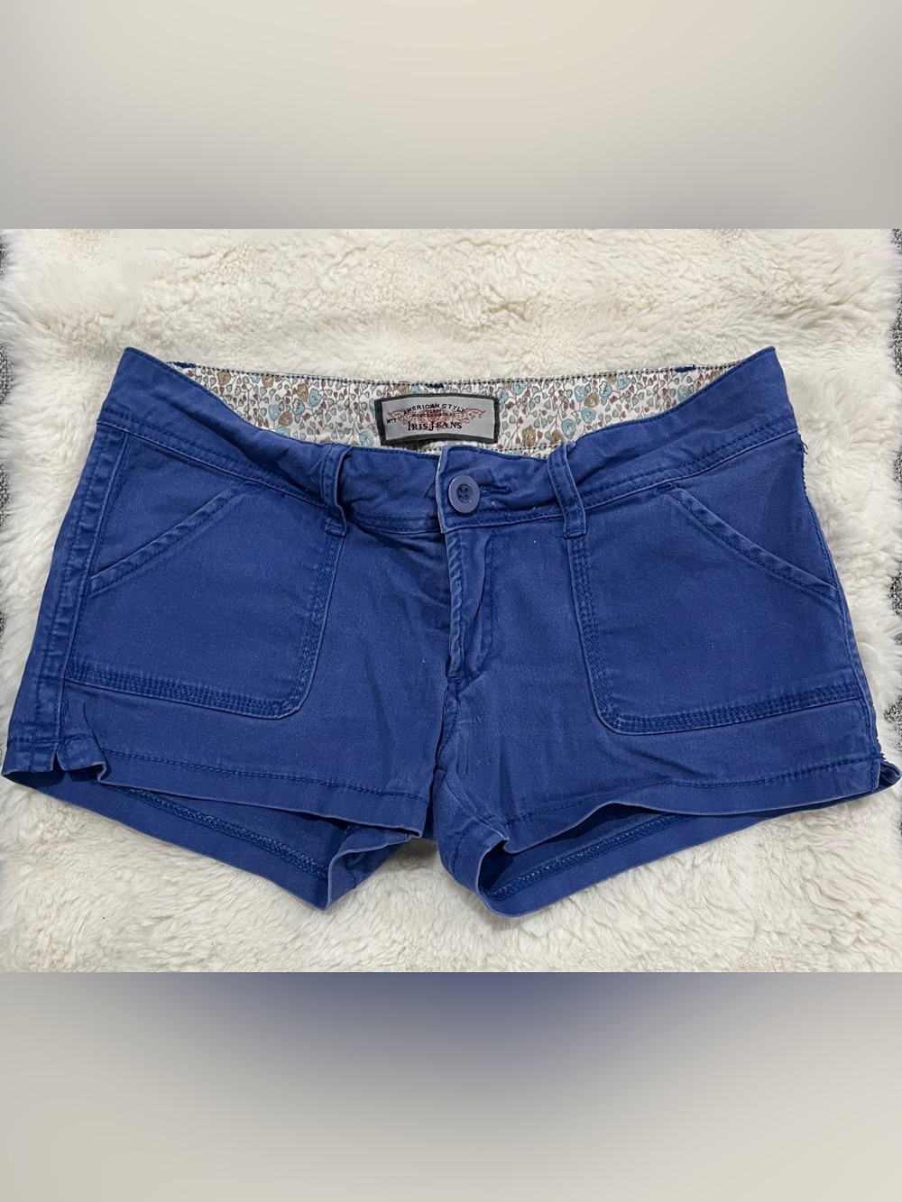 iris Deep Blue Cotton Jean Shorts